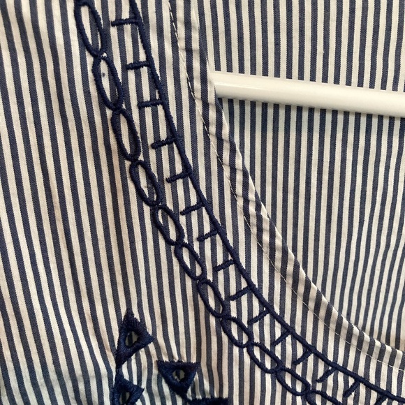 Lane Bryant Blue White Stripe Nautical Floral Embroidery Waist Women's 14 16 - Picture 10 of 16